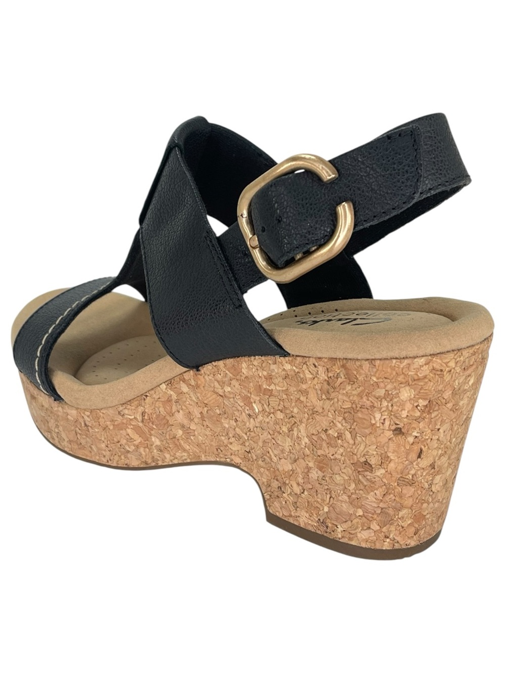 Clarks Giselle Style Black Leather Slingback Womens Platform Sandals Size 6M - Picture 7 of 12